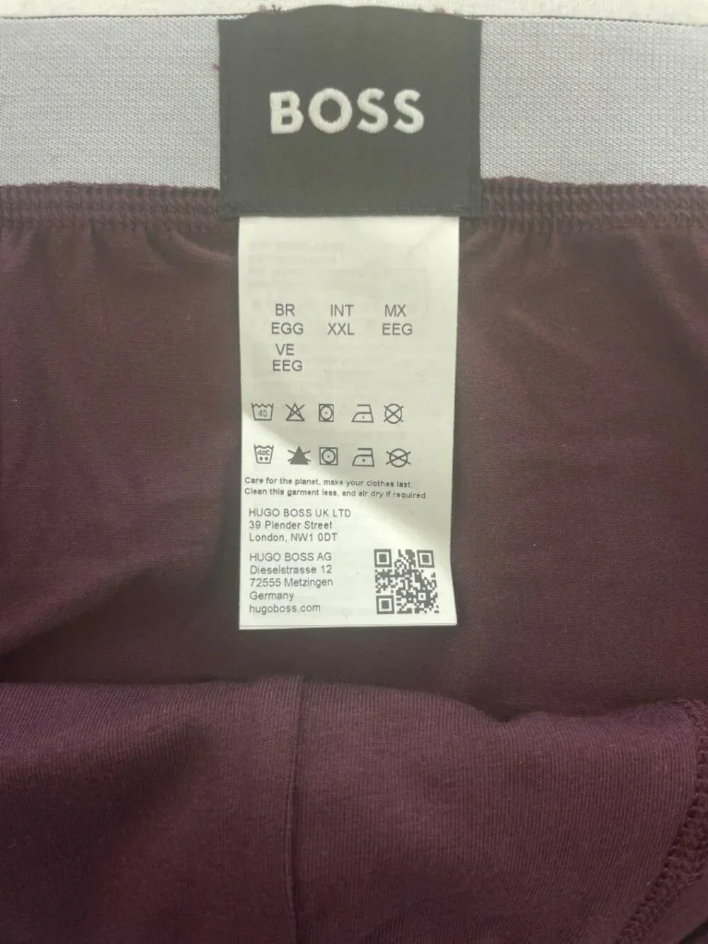 Hugo BOSS Boxer Briefs Burgundy Cotton Blend Elastic Waistband Men's Sz 2XL NEW